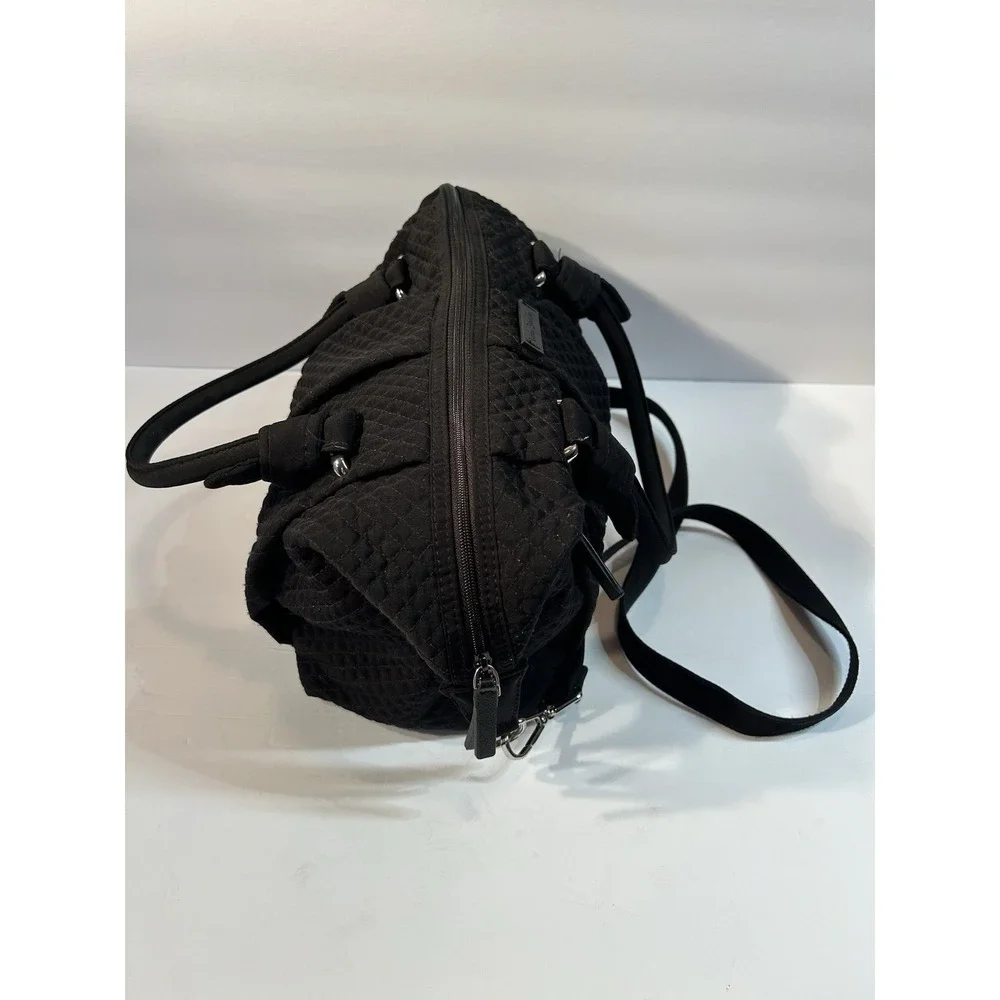 Vera Bradley Black Quilted Microfiber Satchel Crossbody Purse & Wallet Set